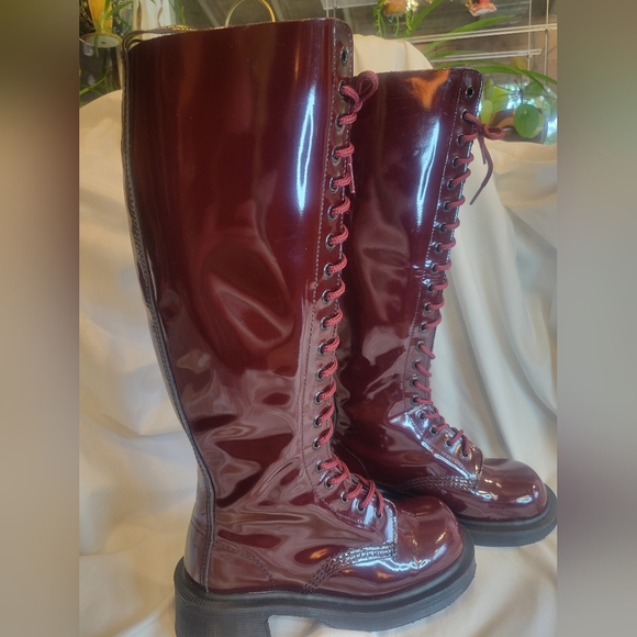 SUPER RARE Vintage Dr Martens oxblood 20 eyelet knee high MADE IN ENGLAND 3/5 - Picture 3 of 16